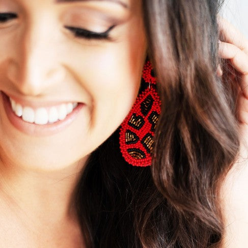 Red Cami Leopard Earrings