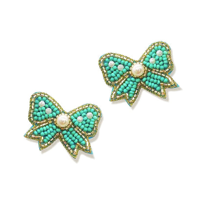 Aqua Bow Earrings