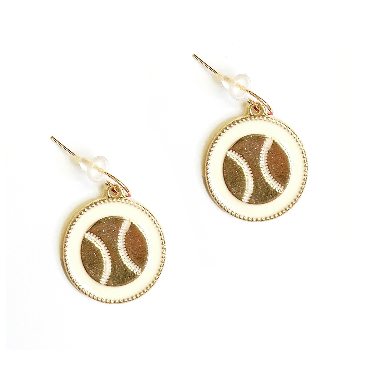 White Baseball Earrings