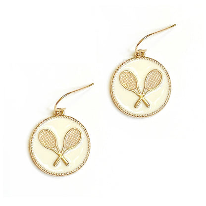 White Tennis Racket Earrings