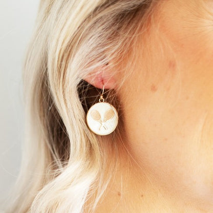 White Tennis Racket Earrings