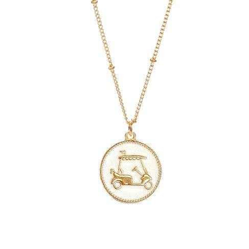 White Golf Cart Necklace