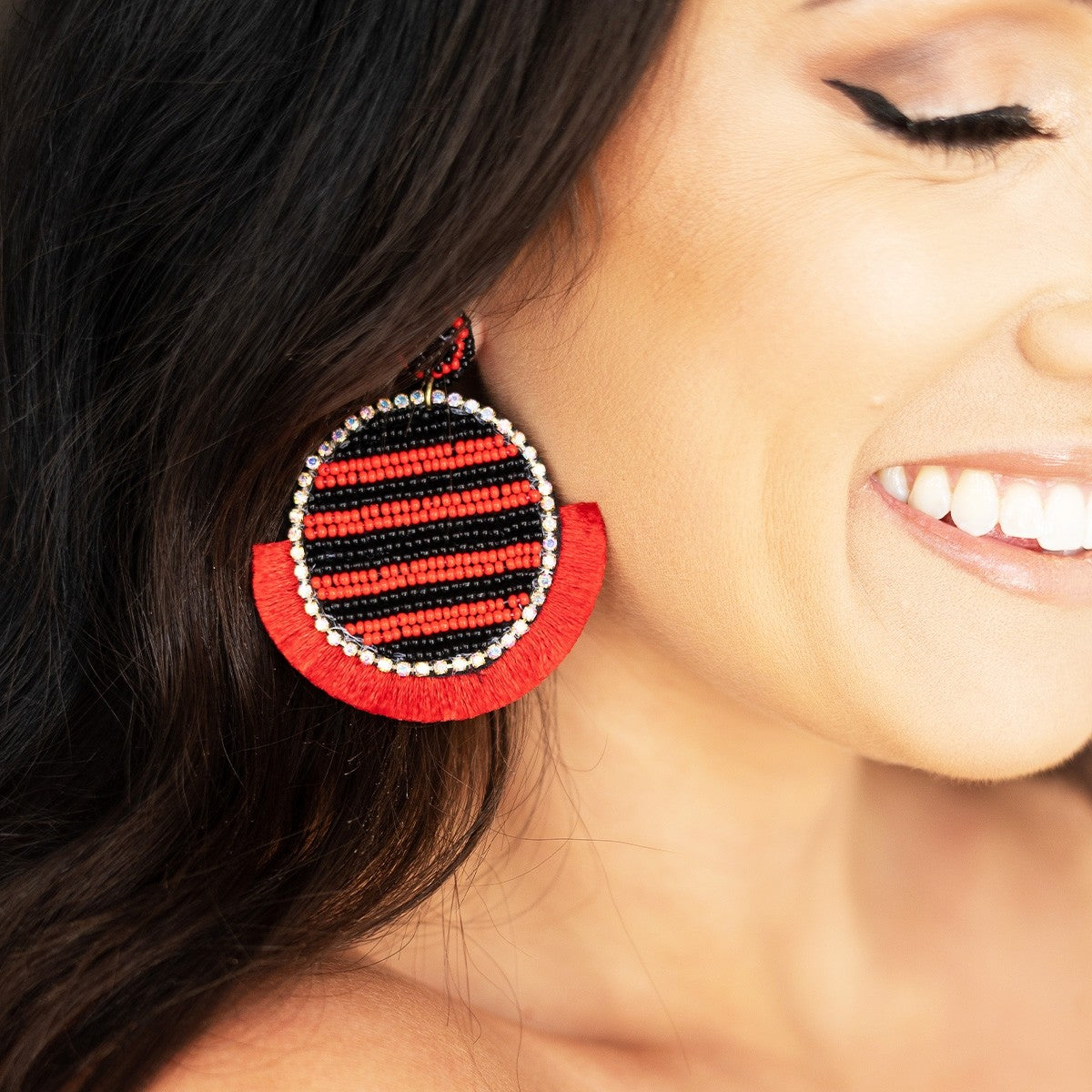 Red & Black Tailgate Earrings