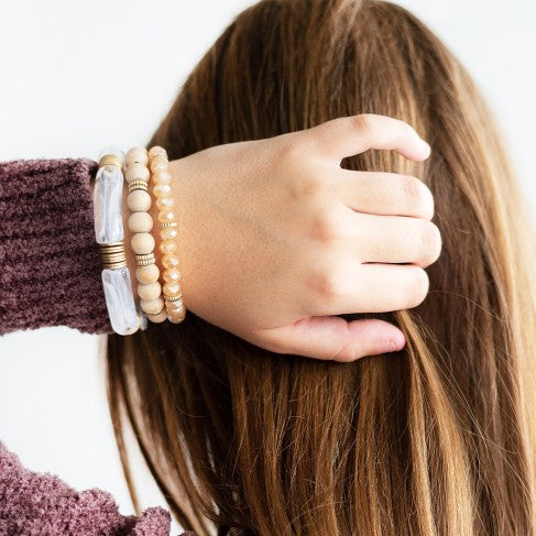 White Madison Bracelet Stack