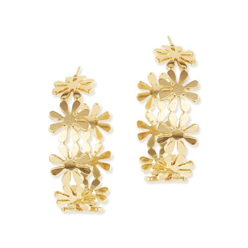 Gold Daisy Hoop Earrings