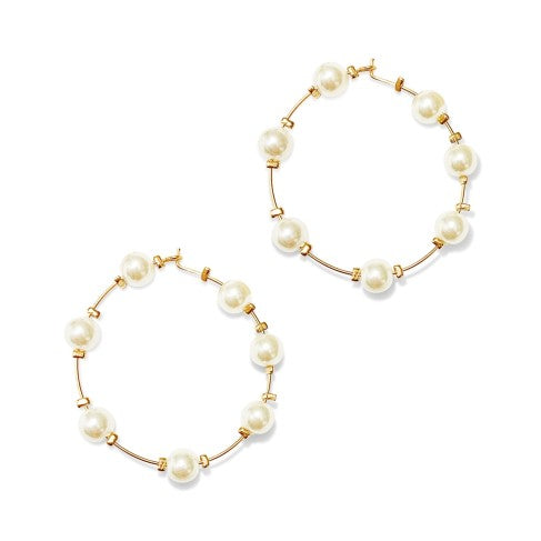 Dahlia Pearl Hoop Earrings