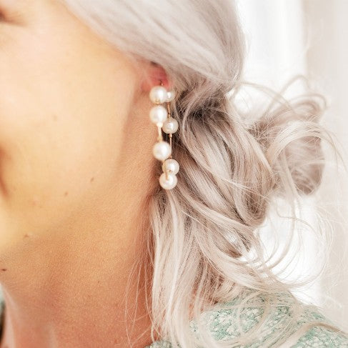 Dahlia Pearl Hoop Earrings