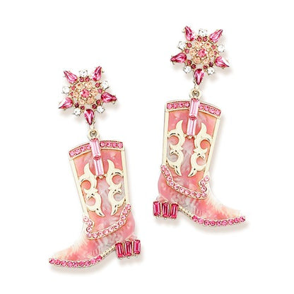 Hot Pink Boots & Bling Earrings