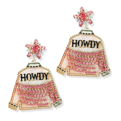 Hot Pink Diamonds & Denim Earrings