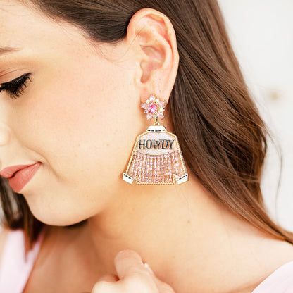 Hot Pink Diamonds & Denim Earrings