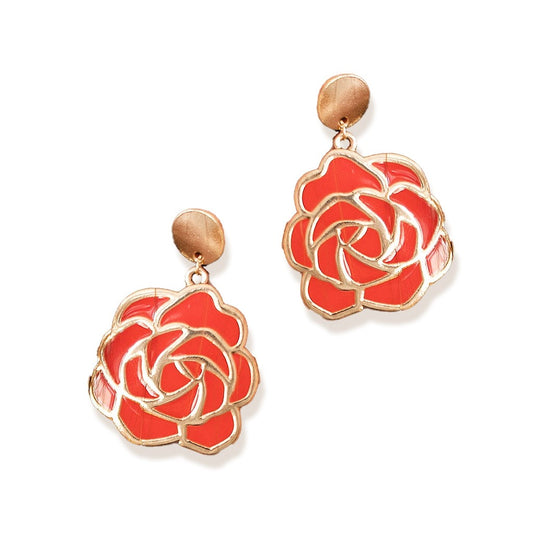 Red Rose Earrings