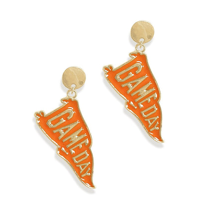 Orange Game Day Pennant Earrings