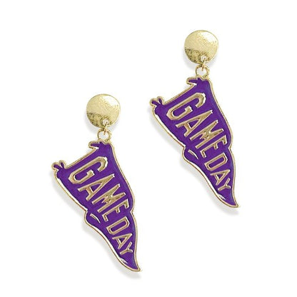 Purple Game Day Pennant Earrings