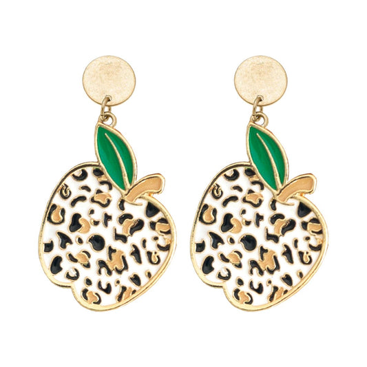 Leopard Apple Enamel Earrings