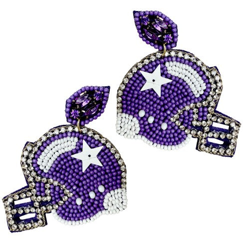 Purple Touchdown Earrings