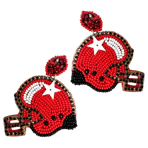 Red Touchdown Earrings