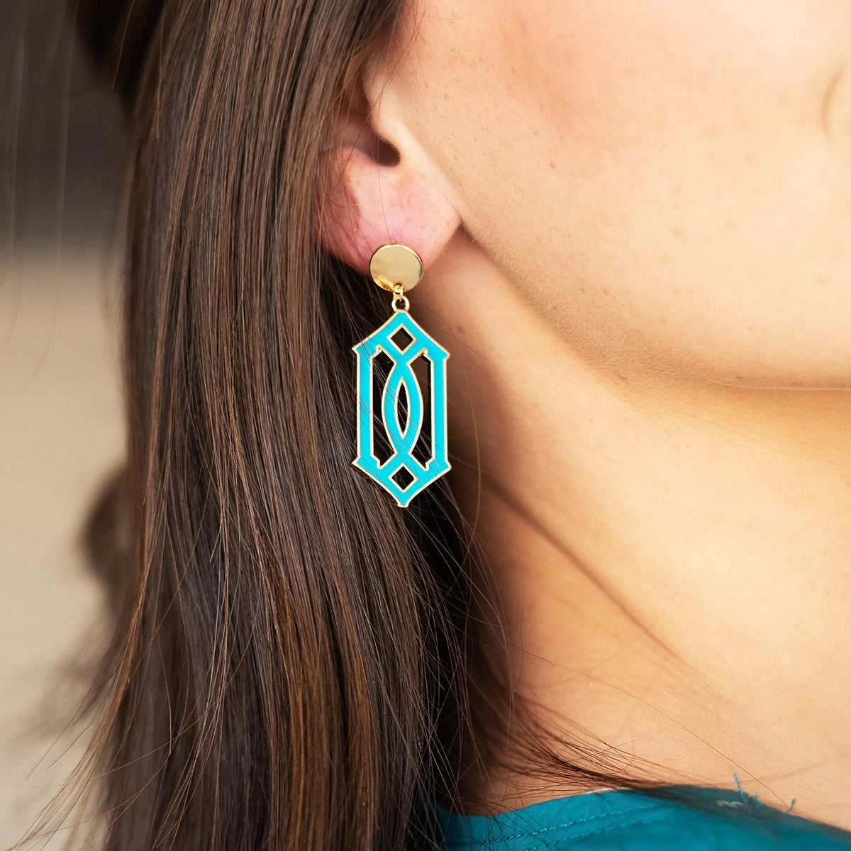 Teal Trellis Earrings