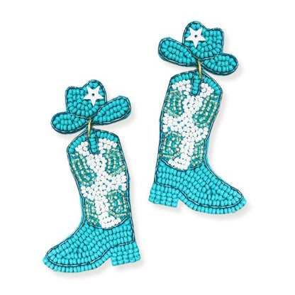 Aqua Long Live Cowgirls Earrings