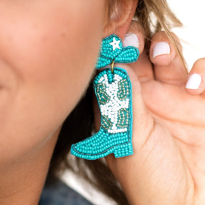 Aqua Long Live Cowgirls Earrings