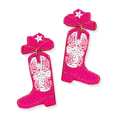 Hot Pink Long Live Cowgirls Earrings