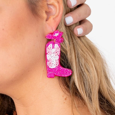 Hot Pink Long Live Cowgirls Earrings