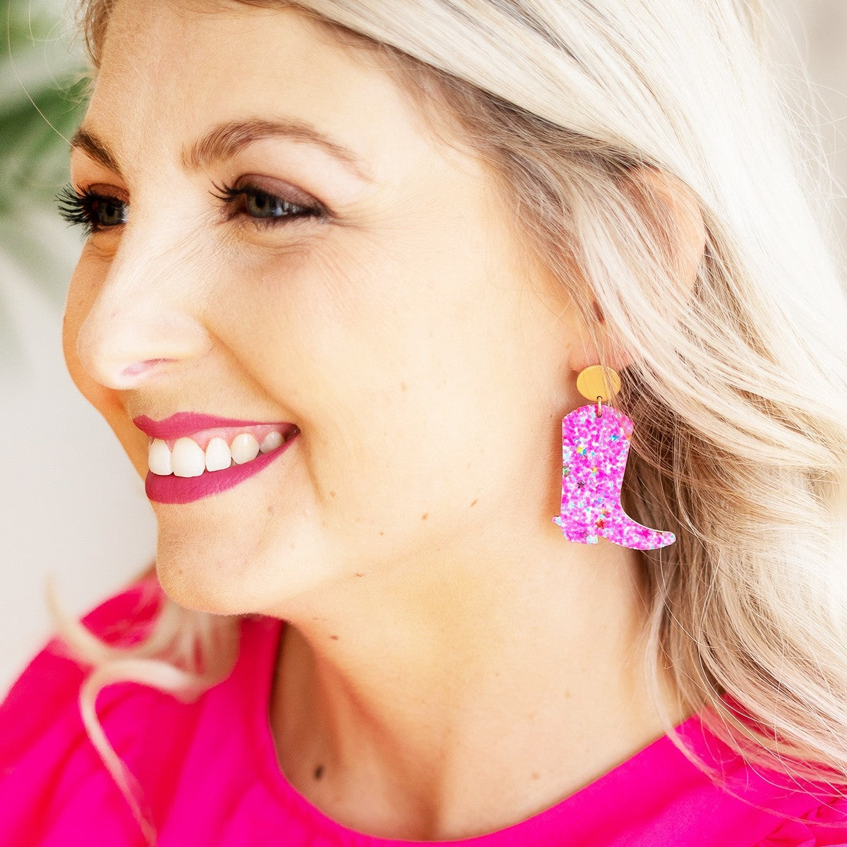 Pink Glitter Jolene Earrings