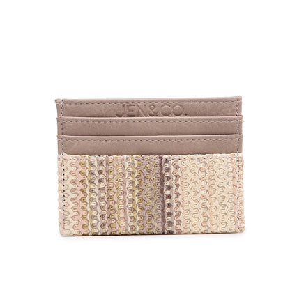 Natural Vegan Leather & Rattan Blocked Cardholder/Wallet