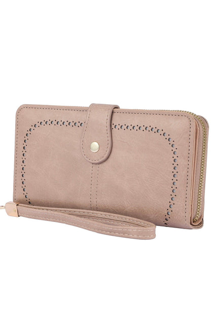 Rachel Vegan Leather Laser Cut Out Detail Wallet/Wristlet